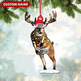 Maxcorners Personalized Deer Acrylic Christmas Ornament – Custom Name Buck with Lights Holiday Gift LM0411