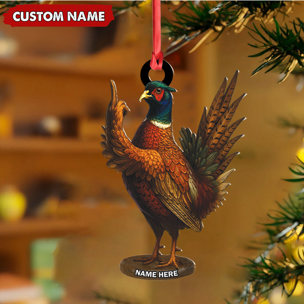 Maxcorners Personalized Funny Pheasant Acrylic Ornament – Custom Christmas Gift for Hunters & Bird Lovers LM0411