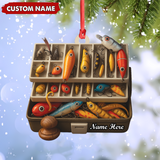 Maxcorners Personalized Fishing Tackle Box Acrylic Ornament – Custom Name Christmas Ornament for Fishermen, Anglers & Outdoor Lovers LM0411