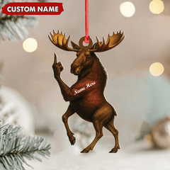 Maxcorners Personalized Funny Moose Acrylic Christmas Ornament And Keychain- Custom Decoration Holiday Gift for Hunters 2D Flat