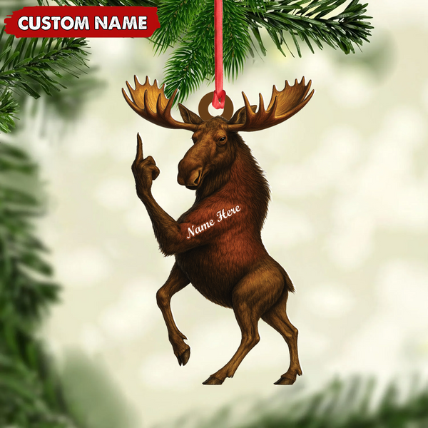 Maxcorners Personalized Funny Moose Acrylic Christmas Ornament – Custom Decoration Holiday Gift for Hunters LM0411