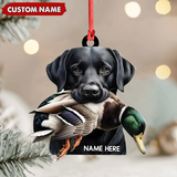 Maxcorners Personalized Hunting Dog Acrylic Ornament – Personalized Labrador Retriever & Duck Christmas Gift LM0411
