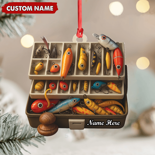 Maxcorners Personalized Fishing Tackle Box Acrylic Ornament – Custom Name Christmas Ornament for Fishermen, Anglers & Outdoor Lovers LM0411