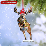 Maxcorners Personalized Deer Acrylic Christmas Ornament – Custom Name Buck with Lights Holiday Gift LM0411