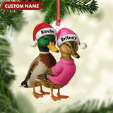 Maxcorners Custom Funny Duck Couple Christmas Ornament – Personalized Names, Custom Gift for Couples & Animal Lovers LM0411