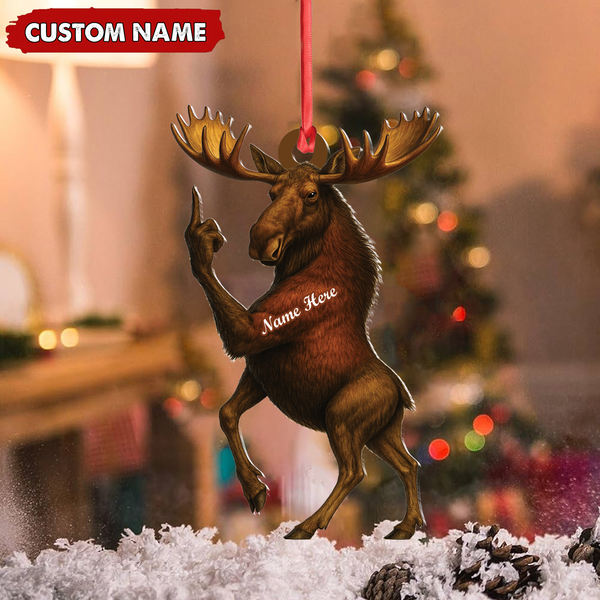 Maxcorners Personalized Funny Moose Acrylic Christmas Ornament – Custom Decoration Holiday Gift for Hunters LM0411