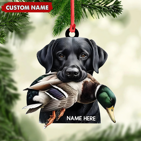 Maxcorners Personalized Hunting Dog Acrylic Ornament – Personalized Labrador Retriever & Duck Christmas Gift LM0411