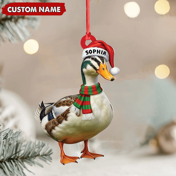 Maxcorners Personalized Duck Acrylic Christmas Ornament – Custom Name Holiday Acrylic Gift for Hunters LM0411