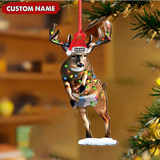 Maxcorners Personalized Deer Acrylic Christmas Ornament – Custom Name Buck with Lights Holiday Gift LM0411