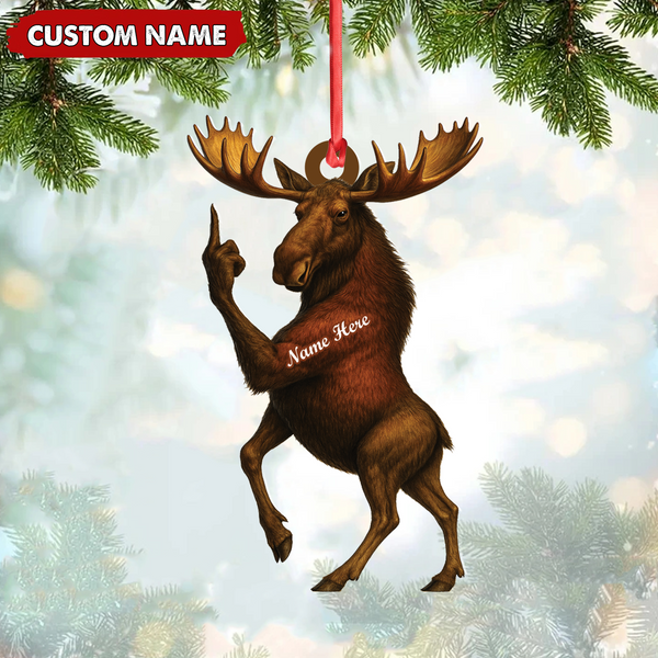 Maxcorners Personalized Funny Moose Acrylic Christmas Ornament – Custom Decoration Holiday Gift for Hunters LM0411
