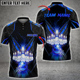 Maxcorners Gold Light Bowling Ball & Pins Multicolor Options Personalized Name, Team Name 3D Shirt (6 Colors)