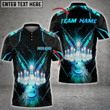 Maxcorners Gold Light Bowling Ball & Pins Multicolor Options Personalized Name, Team Name 3D Shirt (6 Colors)