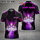 Maxcorners Gold Light Bowling Ball & Pins Multicolor Options Personalized Name, Team Name 3D Shirt (6 Colors)