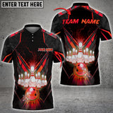 Maxcorners Gold Light Bowling Ball & Pins Multicolor Options Personalized Name, Team Name 3D Shirt (6 Colors)