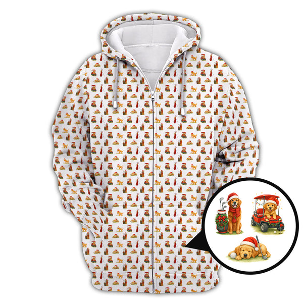 Maxcorners Golden Retriever Golf Shirt, Funny Pattern Golf Shirt For Men, Dog Golf Shirt, Christmas Golf Shirt For Golfer