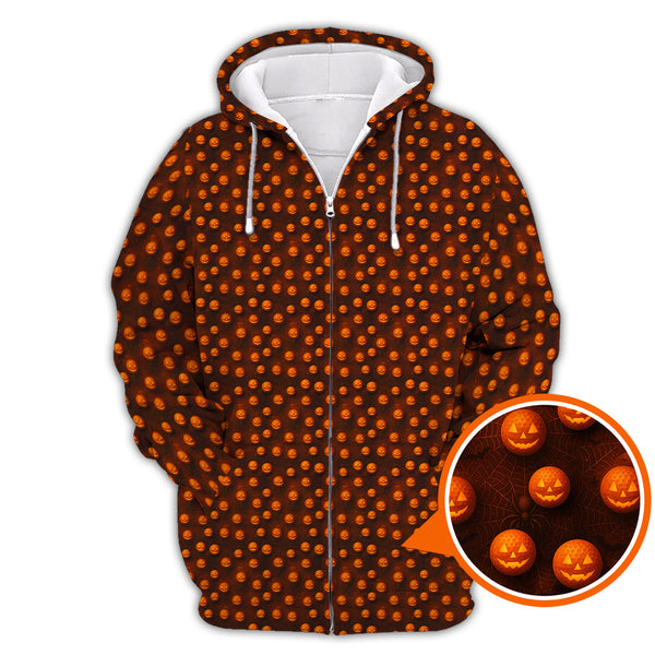 Maxcorners Pumpkin Pattern Golf Shirt For Men, Halloween Golf Shirt, Funny Halloween Golf Polos For Golfer
