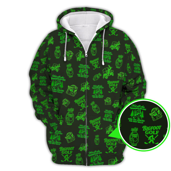 Maxcorners Bigfoot Golf Pattern Polos, Funny Golf Shirts, Golf Gift For Men, Crazy Golf Shirt For Golfers