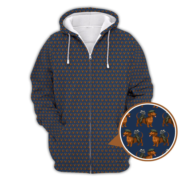 Maxcorners Dachshund Golf Shirt For Men, Pattern Golf Polos, Funny Golf Shirt For Golfers