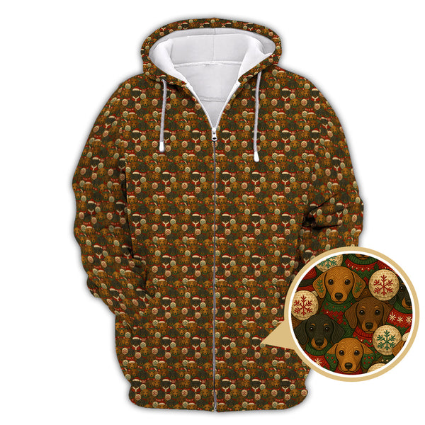 Maxcorners Funny Pattern Golf Shirt, Dachshund Golf Shirt, Christmas Golf Shirt, Golf Gift For Men