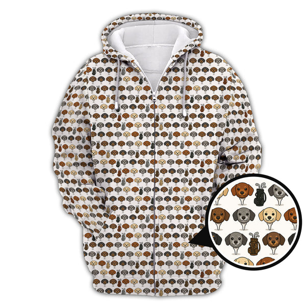 Maxcorners Dachshund Golf Shirt, Funny Pattern Golf Shirt, Crazy Golf Shirt For Pet Lover, Golf Gift For Men