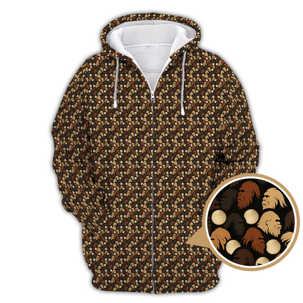 Maxcorners Sasquatch Pattern Golf Shirt, Bigfoot Golf Shirt For Golfer, Crazy Golf Shirt For Men