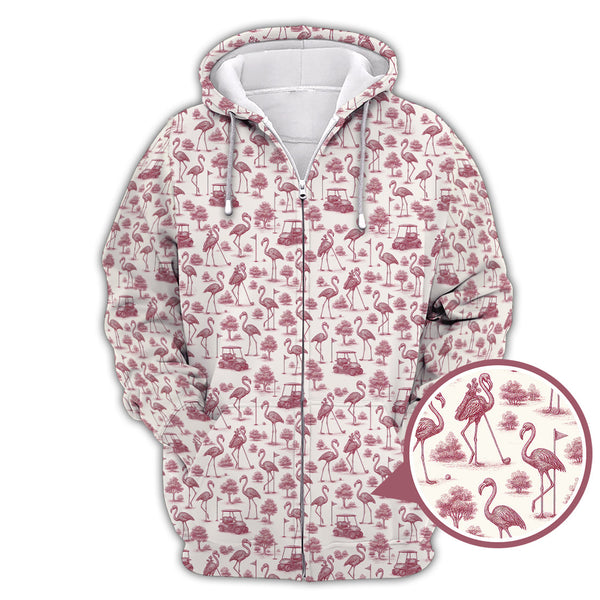 Maxcorners Flamingo Golf Shirt, Funny Pattern Golf Shirt, Crazy Golf Shirt For Golfer