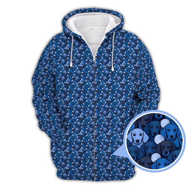 Maxcorners Dachshund Dog Pattern Golf Shirt, Funny Dachshund Golf Shirt For Dog Lovers, Golf Gift For Men's