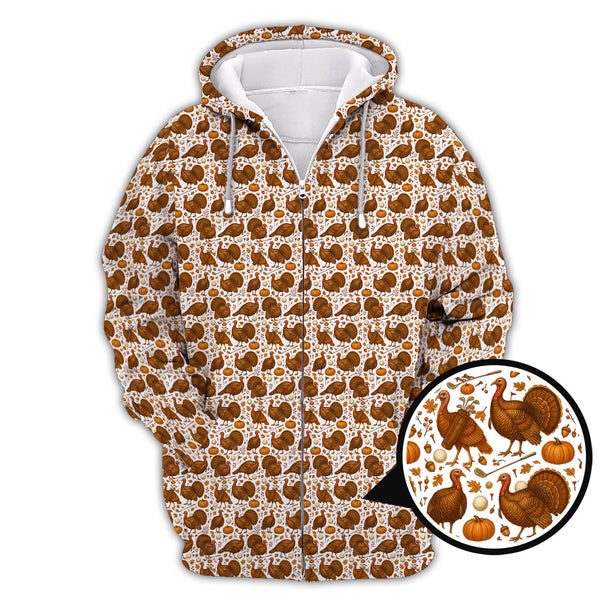 Maxcorners Funny Turkey Golf Shirt For Men, Thanksgiving Golf Shirt, Pattern Golf Shirt For Golfer