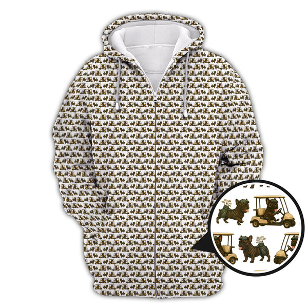 Maxcorners French Bulldog Golf Shirt, Pattern Golf Shirt For Men, Dog Golf Shirt For Golfer, Crazy Golf Shirt