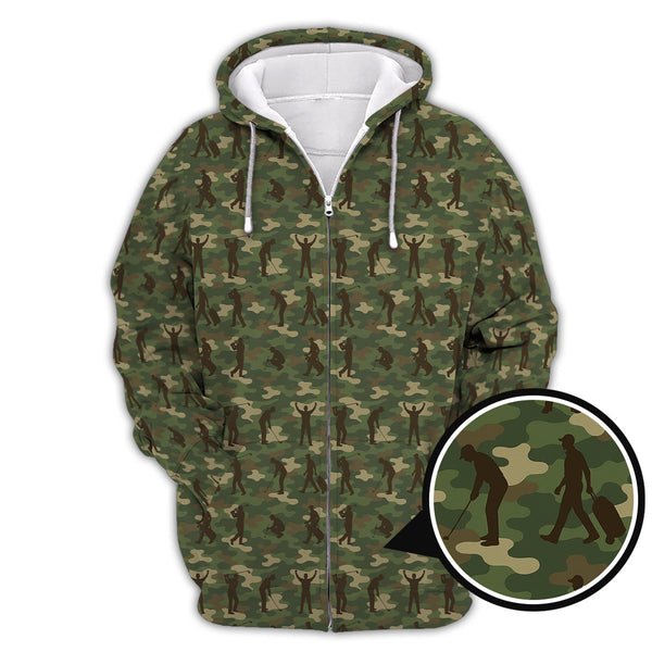 Maxcorners Camo Golf Shirt For Golfer, Camo Polo Shirt, Pattern Golf Shirt For Veteran, Golf Gift For Men