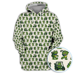Maxcorners Funny Frog Golf Polos, Cute Frog Golf Pattern Shirt For Men, Golf Gift For Golfer