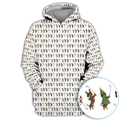 Maxcorners Dachshund Christmas Golf Polos, Funny Wiener Dog Golf Pattern Shirt For Golfer, Golf Gift For Men