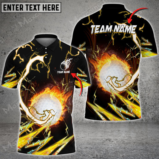 Max Corner Fire Golf Ball Breath Thunder Pattern Jersey Customized 3D Polo Shirt