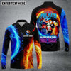 Maxcorners Billiards Red And Blue Flame Nice Rack Personalized Long Sleeve Zipper Polo Shirt