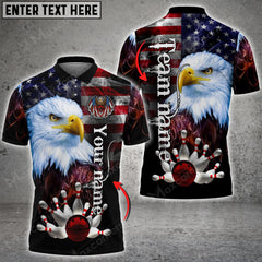 Maxcorners Bowling And Pins American Eagles Pride Customized Name And Team Name 3D Shirt
