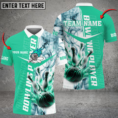 Maxcorners Smoky Bowling And Pins Multicolor Option Customized Name 3D Shirt