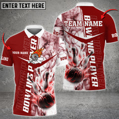Maxcorners Smoky Bowling And Pins Multicolor Option Customized Name 3D Shirt