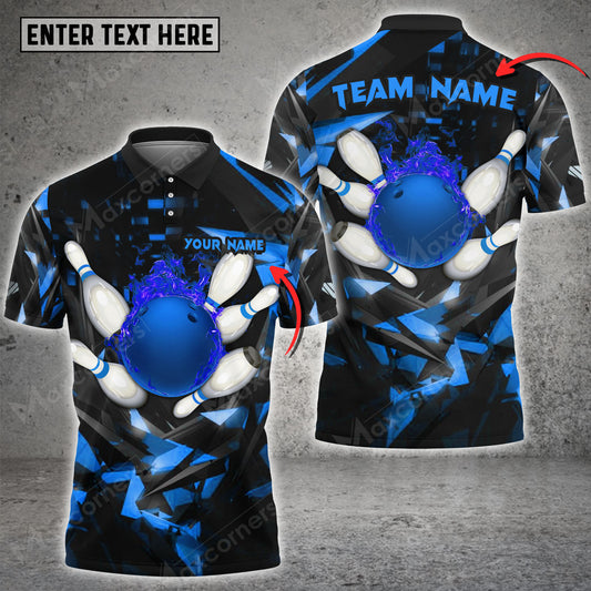 Maxcorners Bowling Ball And Pins Break Reality Multicolor Option Customized Name 3D Shirt (4 Colors)
