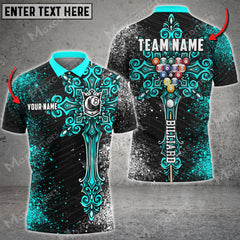 Maxcorners Billiards Ball 8 Cross Personalized Name, Team Name Unisex Shirt ( Multicolor Options )