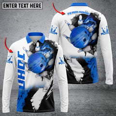 Maxcorners Bowling And Pins Hexagram Multicolor Option Customized Name Long Sleeve 3D Shirt