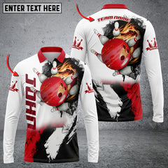 Maxcorners Bowling And Pins Hexagram Multicolor Option Customized Name Long Sleeve 3D Shirt