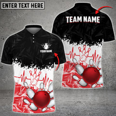 Maxcorners Heartbeat Bowling And Pins Multicolor Option Customized Name 3D Shirt