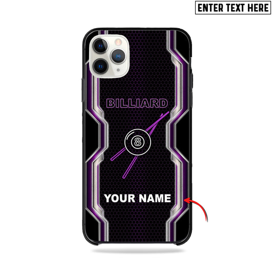 Maxcorners Neon Billiard 8 Ball Purple Personalized Phone Case