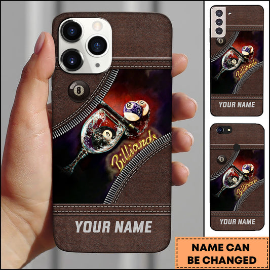 Maxcorners Billiard Leather 3d Printed Glass 8 Ball Personalized Phone Case