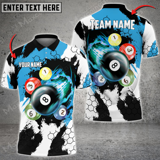 Maxcorners Billiards Breaking Hexagon Personalized Name, Team Name Unisex 3D Shirt ( More Color Options )