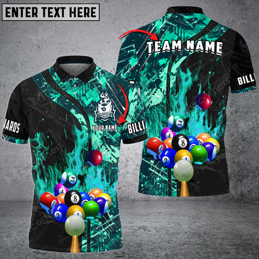 Maxcorners Billiards Fire Grunge Personalized Name, Team Name Unisex 3D Shirt ( More Color Options )