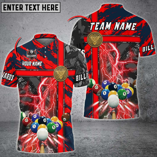Maxcorners Billiards Thunder Grunge Personalized Name, Team Name Unisex 3D Shirt ( More Color Options )