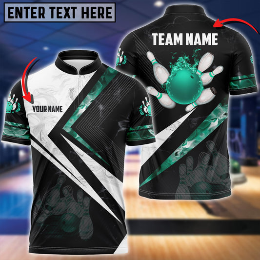 Maxcorners Smoky Flame Bowling And Pins Multicolor Option Customized Name 3D Shirt