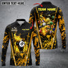 Maxcorners Billiards Abstract Grunge Texture Multicolor Option Customized Name Long Sleeve Polo Shirt