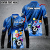Maxcorners Billiards Abstract Grunge Texture X Multicolor Option Customized Name Long Sleeve Polo Shirt